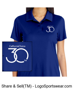 30th Anniversary Ladies Polo Shirt - Royal Blue Design Zoom
